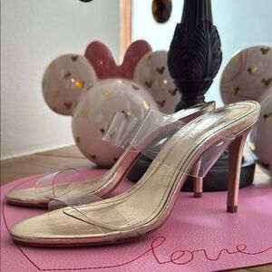 Gold Metallic Stiletto Heels with Transparent Upper
